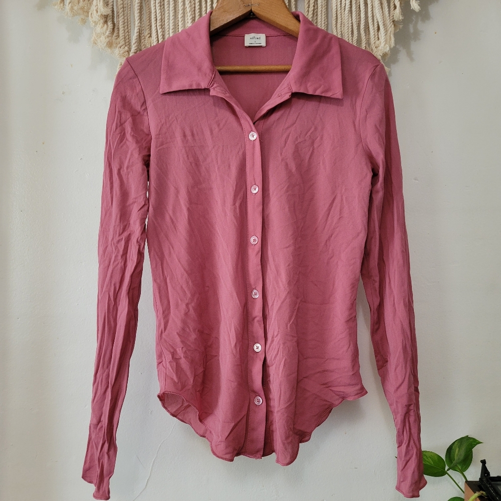 Aritzia Wilfred Free Mesh Sheer Button-Up